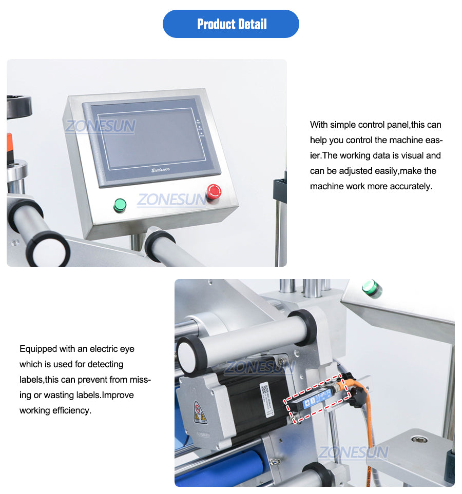 ZONESUN ZS-TB801D máquina de rotulagem semiautomática para garrafas redondas para etiquetas transparentes normais