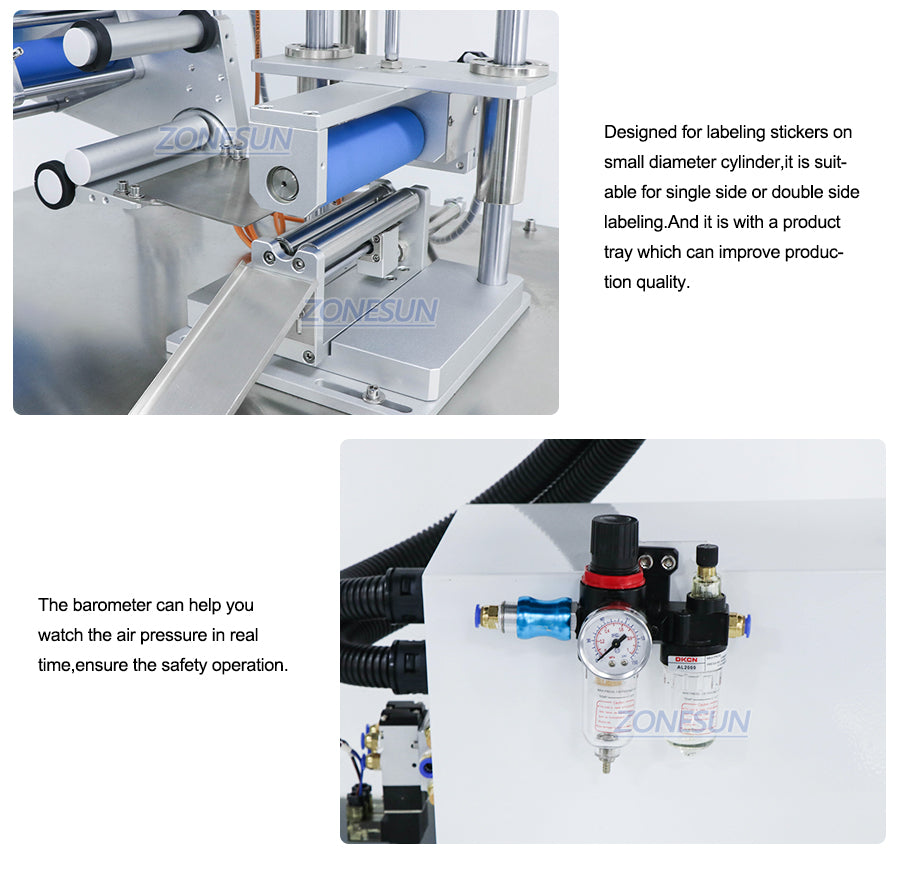 ZONESUN ZS-TB801D máquina de rotulagem semiautomática para garrafas redondas para etiquetas transparentes normais