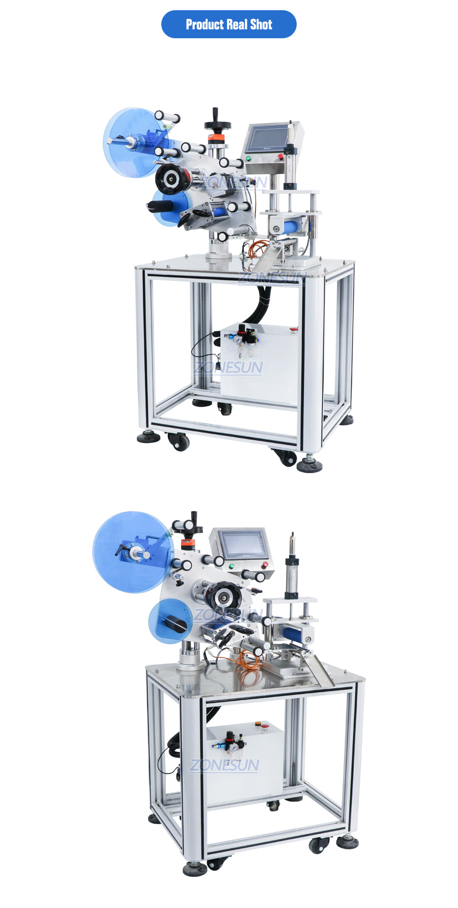 ZONESUN ZS-TB801D máquina de rotulagem semiautomática para garrafas redondas para etiquetas transparentes normais