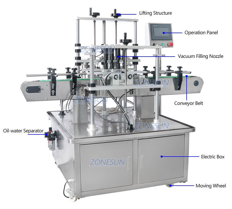 Dimension of ZS-VTZL4A Automatic Vacuum Liquid Filling Machine