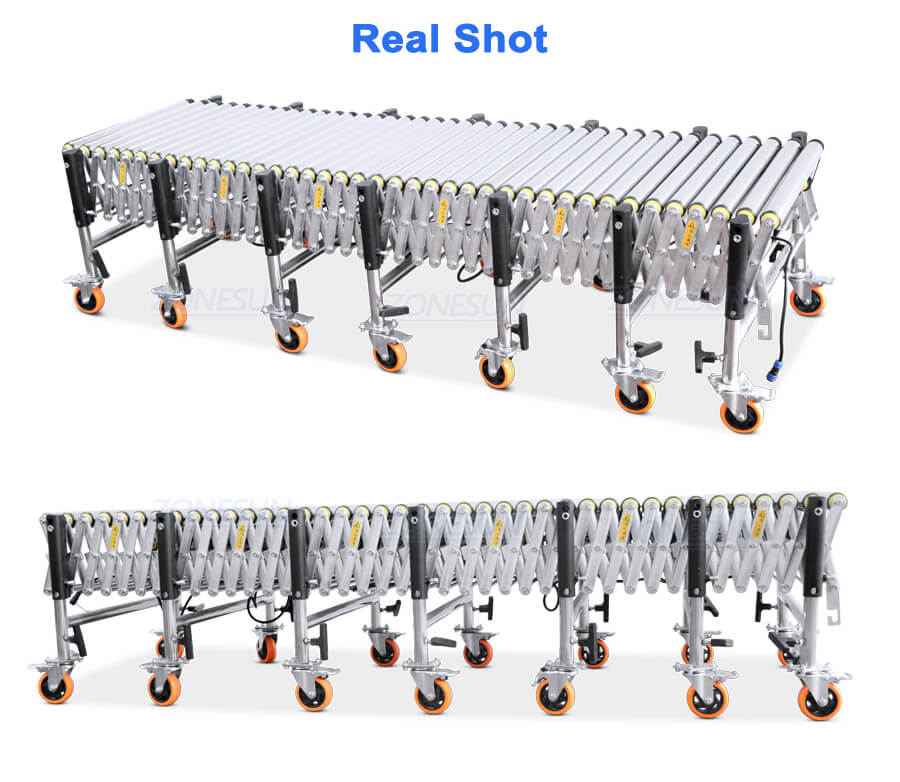 transportador de rodillos flexible