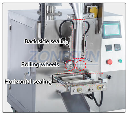 Estrutura de vedação da máquina de embalagem de saqueta em pó