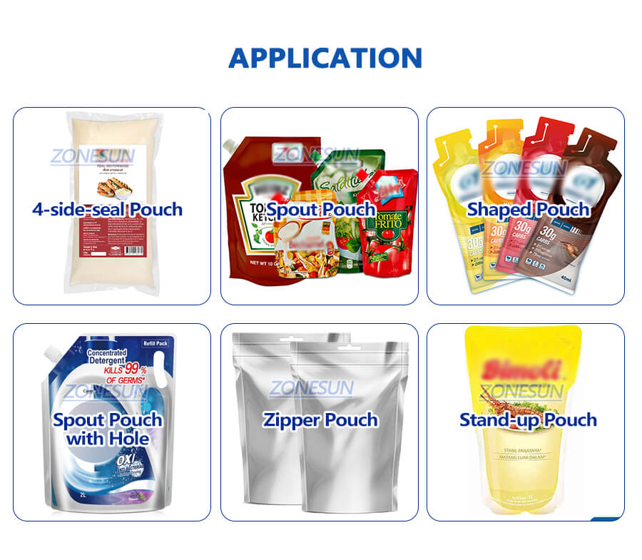 application of premade pouch filling sealing machine