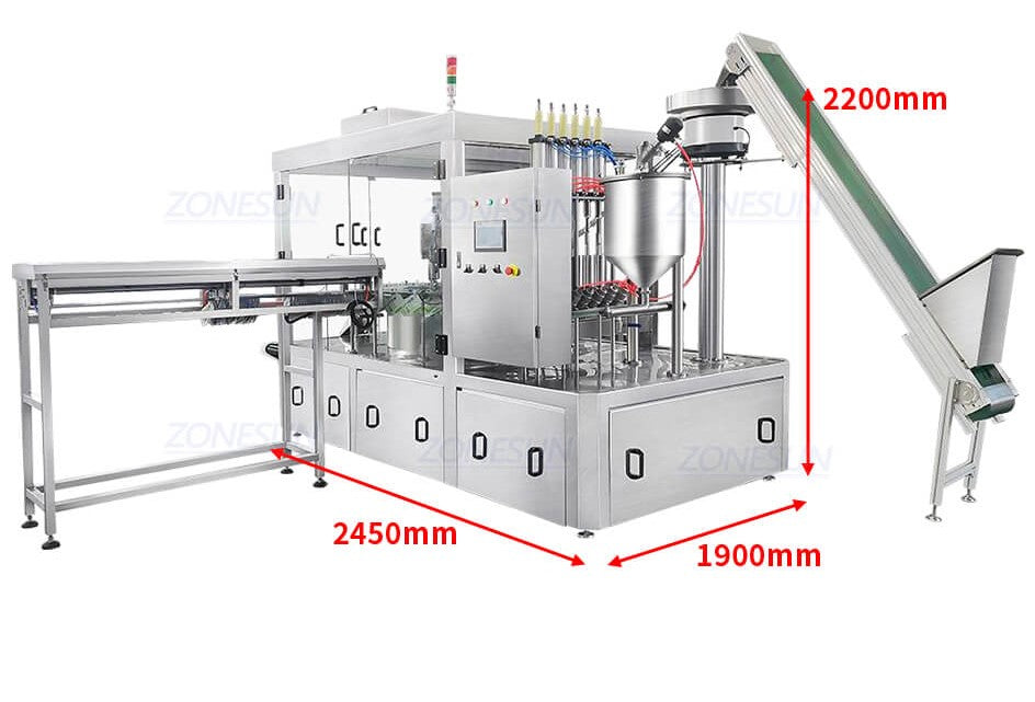 dimension of pouches filling capping machine