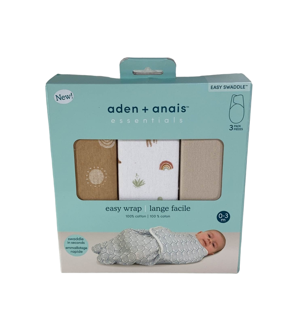Aden + Anais Essentials Easy Wrap Swaddle, 3 Pack, 0-3 Months, Desert Sun
