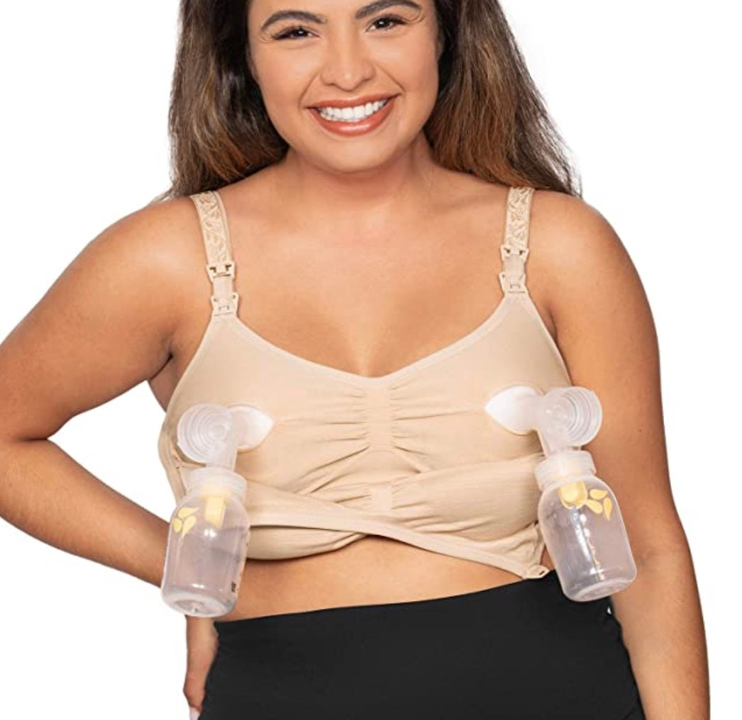 Kindred Bravely Sublime Hands-Free Pumping & Nursing Bra, Beige, Busty, Large