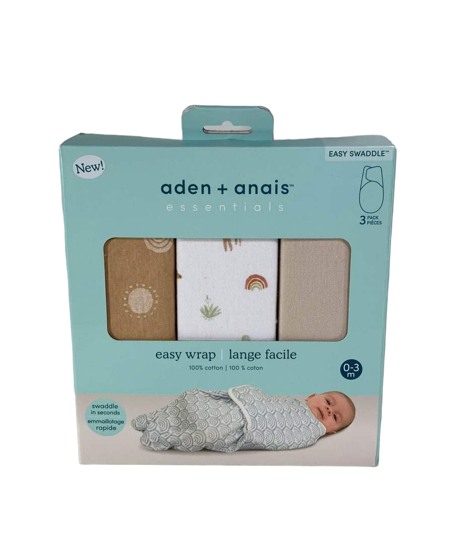 Aden + Anais Essentials Easy Wrap Swaddle, 3 Pack, 0-3 Months, Desert Sun