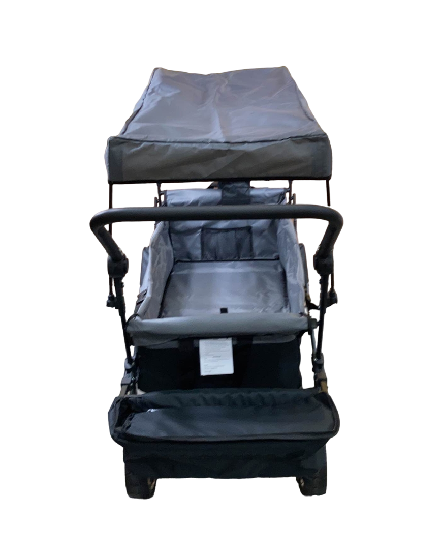 Wonderfold S4 Push & Pull Premium Utility Folding Wagon with Canopy, Black, S Series