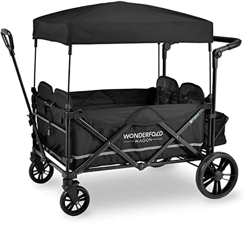 Wonderfold X4 Push & Pull Quad Stroller, Black, 2023