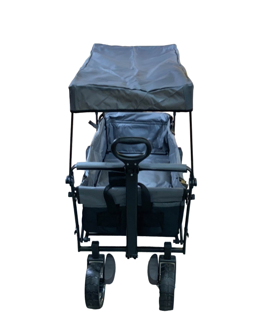 Wonderfold S4 Push & Pull Premium Utility Folding Wagon with Canopy, Black, S Series