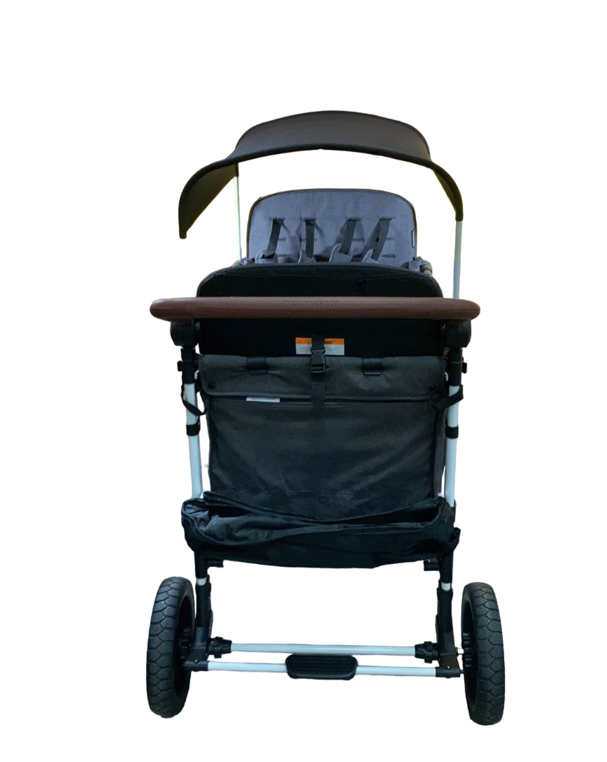 Wonderfold W4 Luxe Quad Stroller Wagon, Charcoal Grey with White Frame, 2023