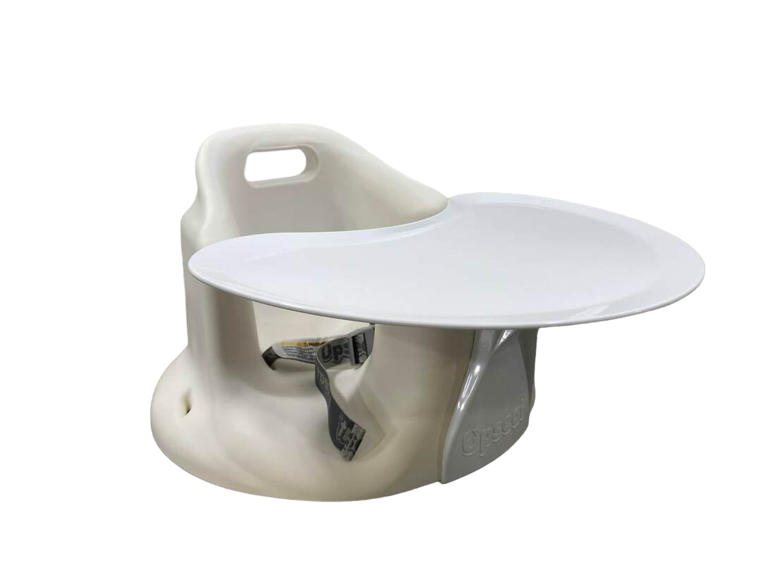 Upseat Baby Floor Chair and Booster Seat with Tray, White