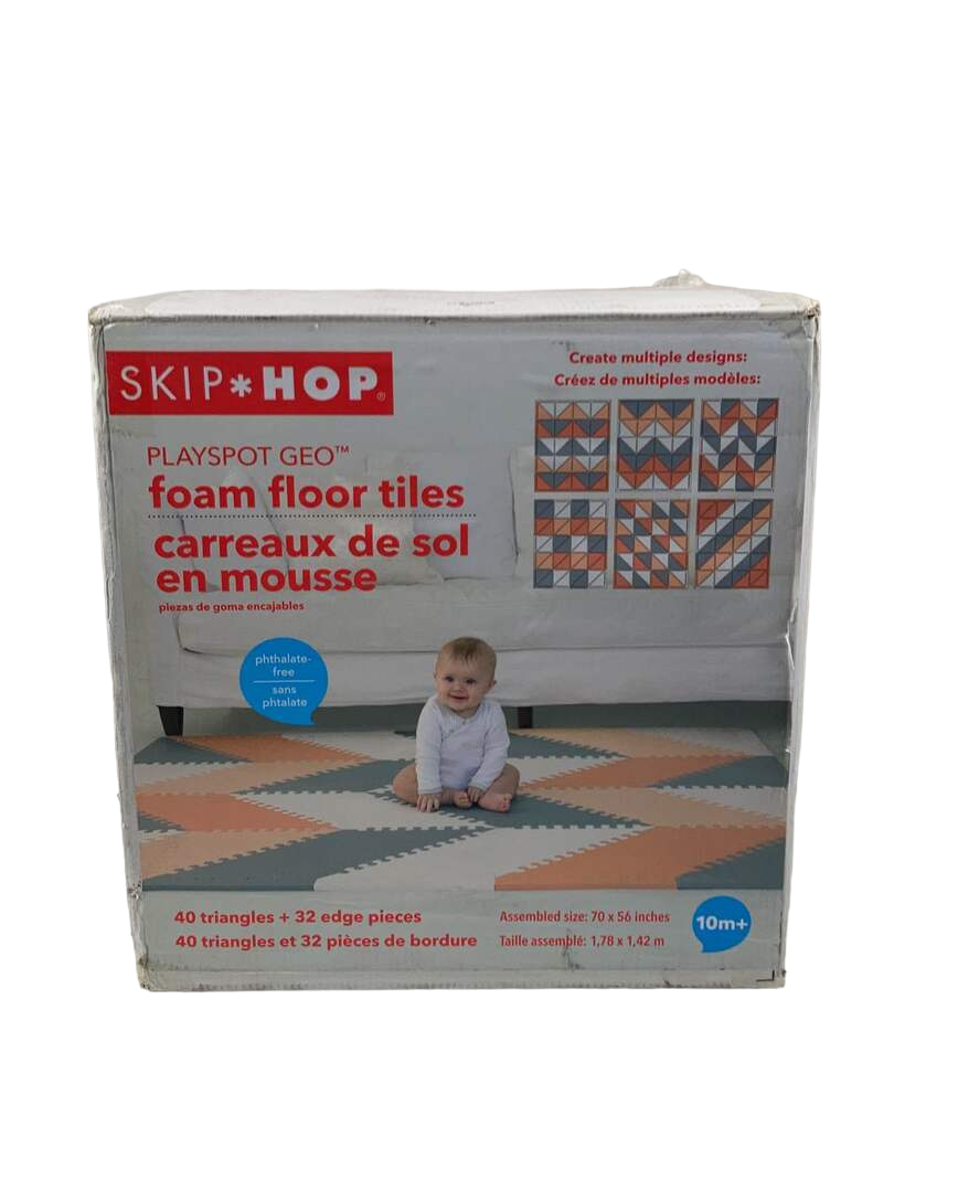 Skip Hop Interlocking Foam Floor Tiles Playspot, Grey/Peach