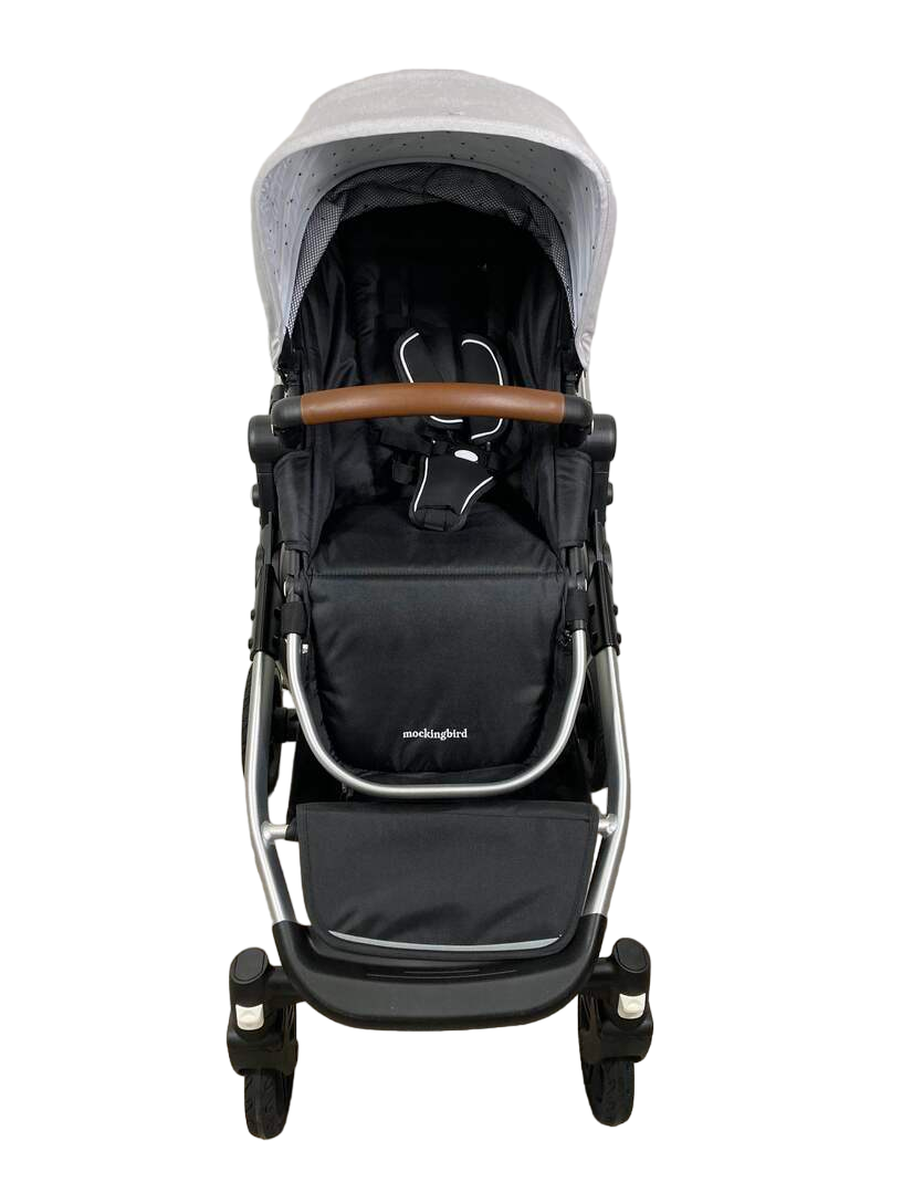 Mockingbird Single to Double Stroller, 2023, Silver with Penny Leather, Limited Edition Night Stars, Limited Edition Light Grey