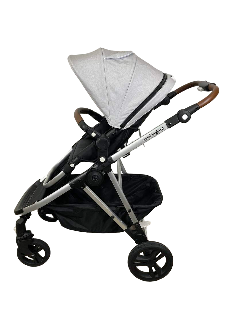 Mockingbird Single to Double Stroller, 2023, Silver with Penny Leather, Limited Edition Night Stars, Limited Edition Light Grey