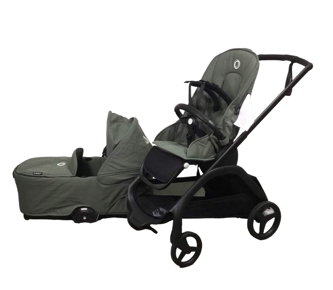 Bugaboo Dragonfly Bassinet and Seat Stroller, 2022, Black, Forest Green, Forest Green