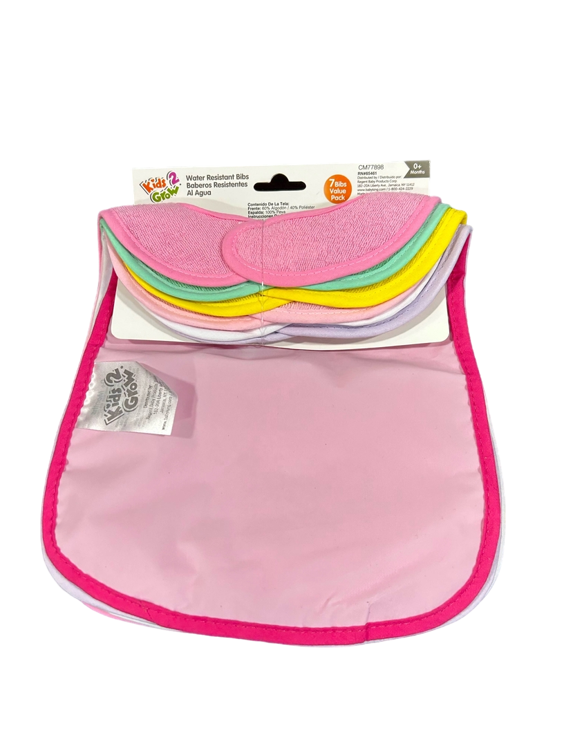 Kids 2 Grow Water Resistant Bibs, 7pack