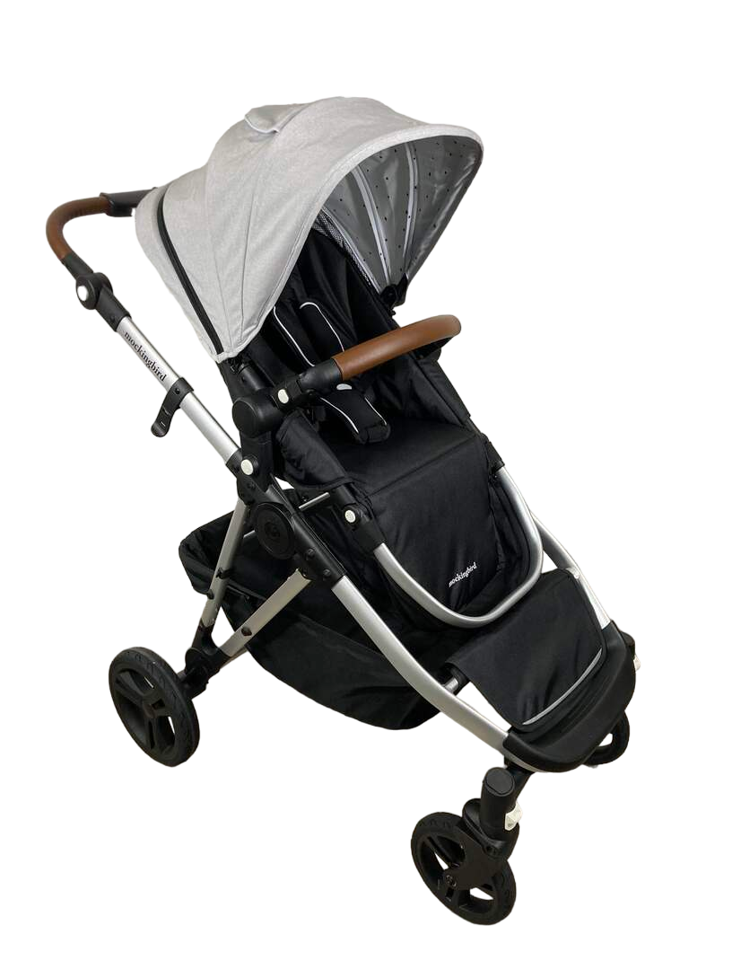 Mockingbird Single to Double Stroller, 2023, Silver with Penny Leather, Limited Edition Night Stars, Limited Edition Light Grey