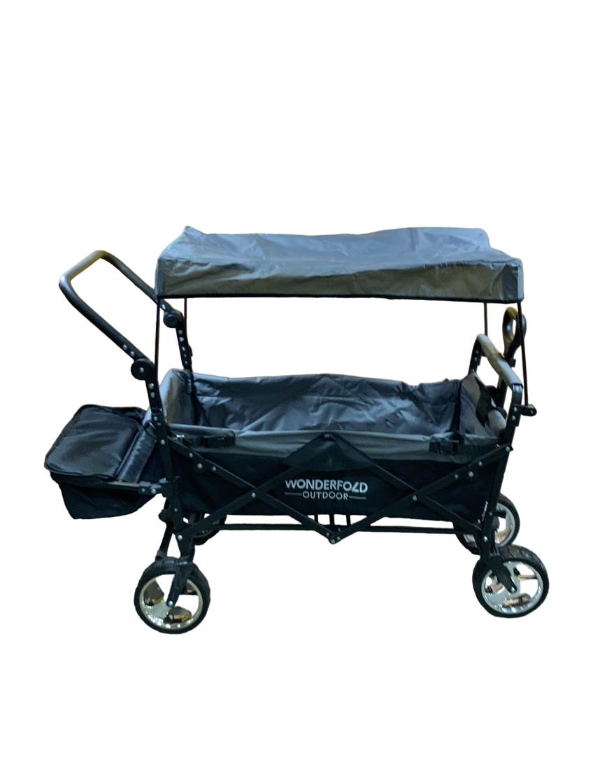 Wonderfold S4 Push & Pull Premium Utility Folding Wagon with Canopy, Black, S Series