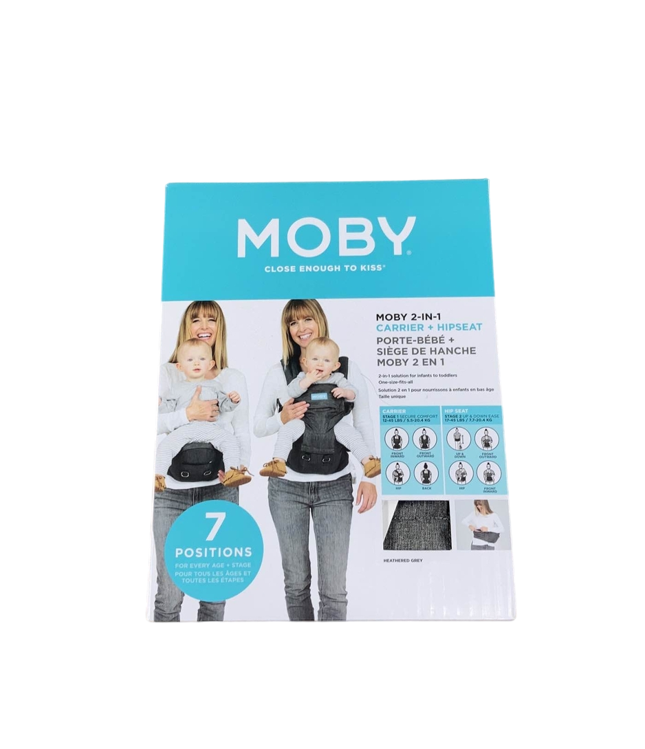 Moby 2-in-1 Baby Carrier + Hip Seat, Grey