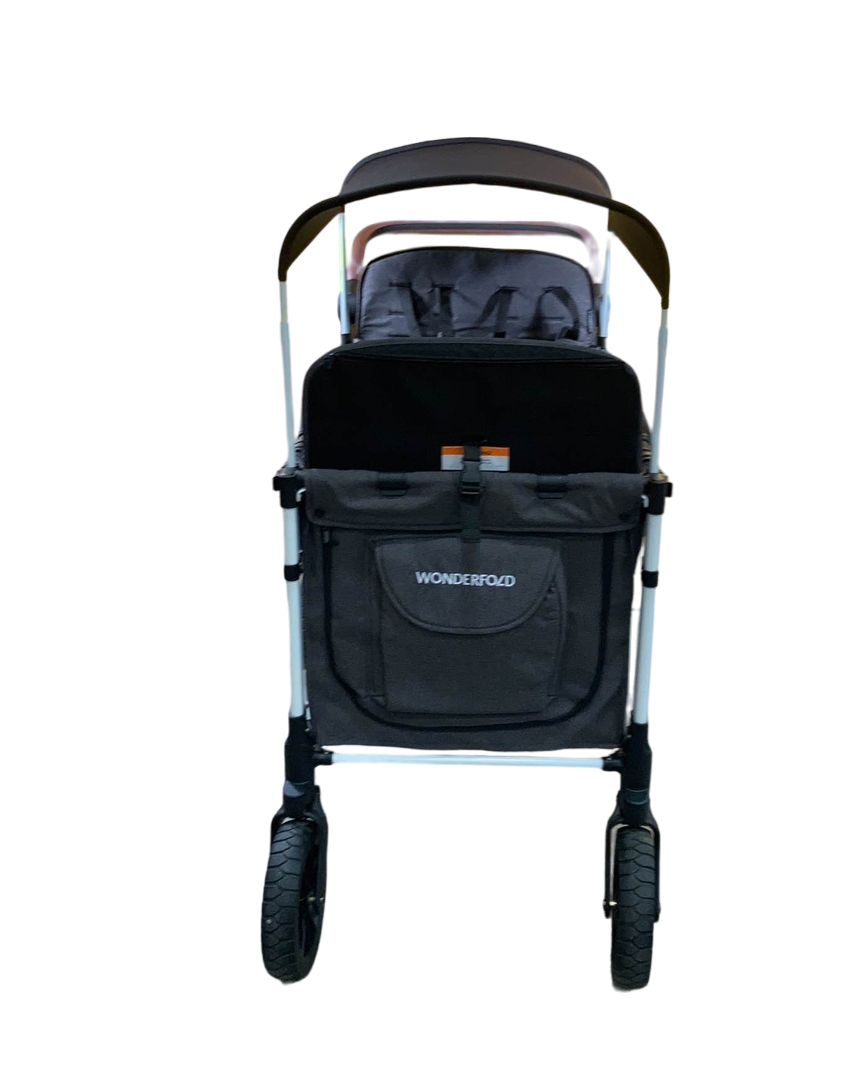 Wonderfold W4 Luxe Quad Stroller Wagon, Charcoal Grey with White Frame, 2023