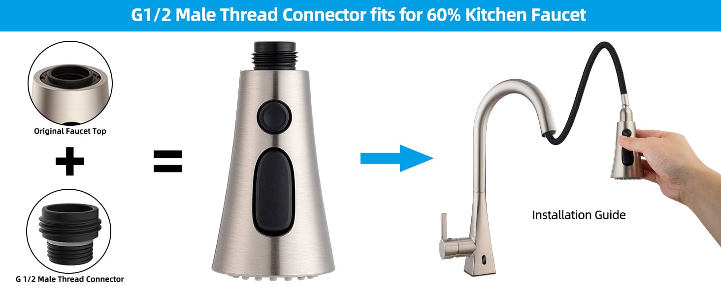 Hibbent Pull Down Kitchen Faucet Head Replacement Compatible with Moen, American Standard, Delta, Kohler Faucets