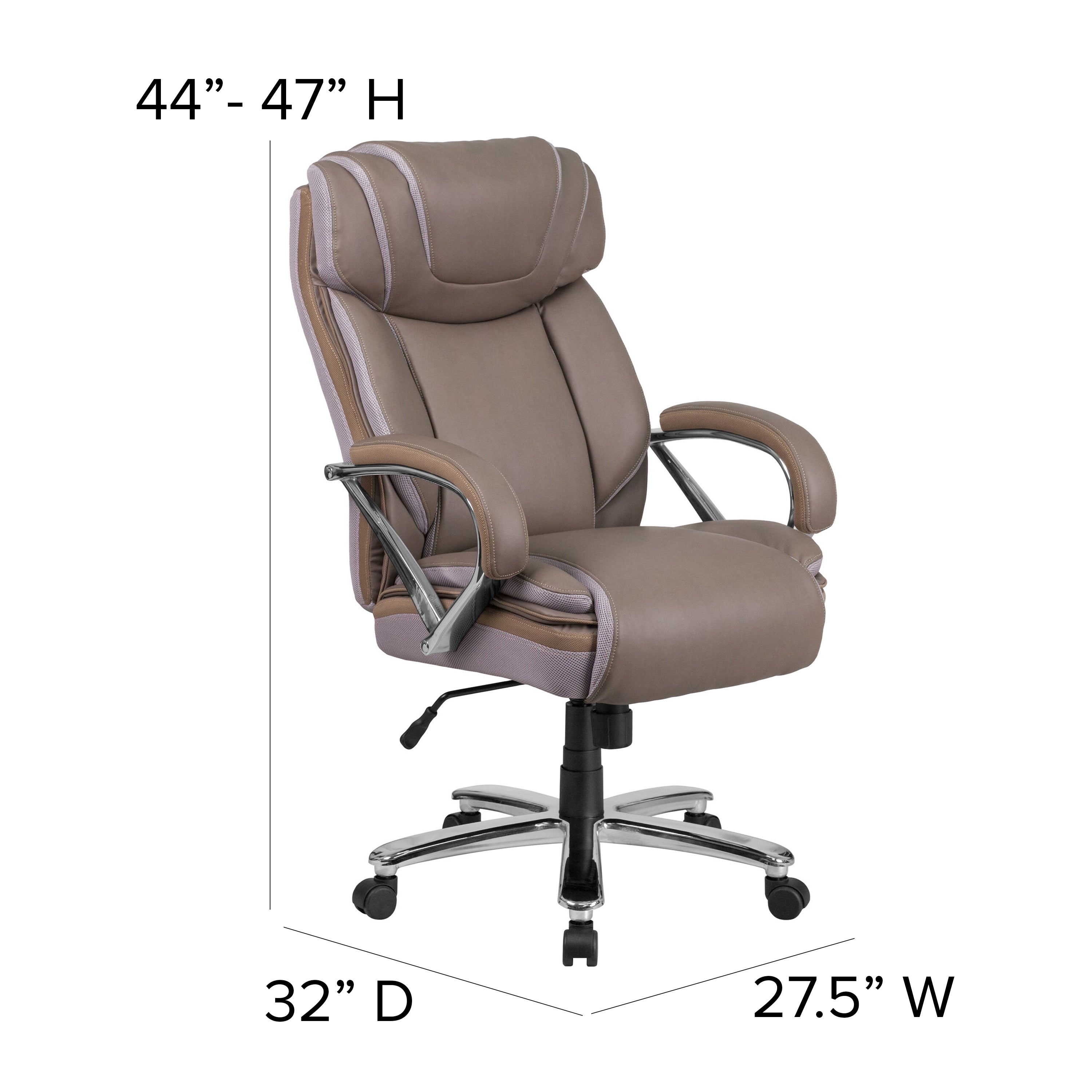 Hercules 500 LB. Capacity Big & Tall Taupe Leather Office Chair