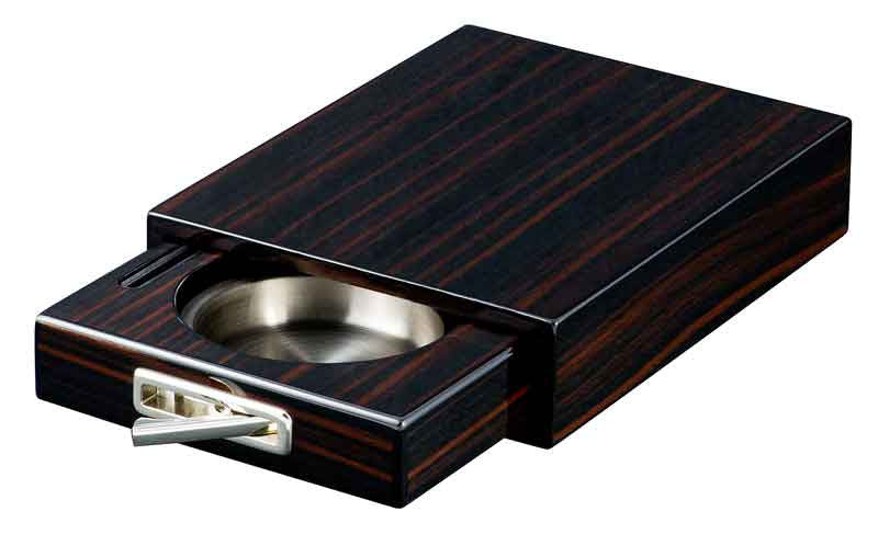 Cigar Ashtray Drawer Single Cigar Iron Wood Finish