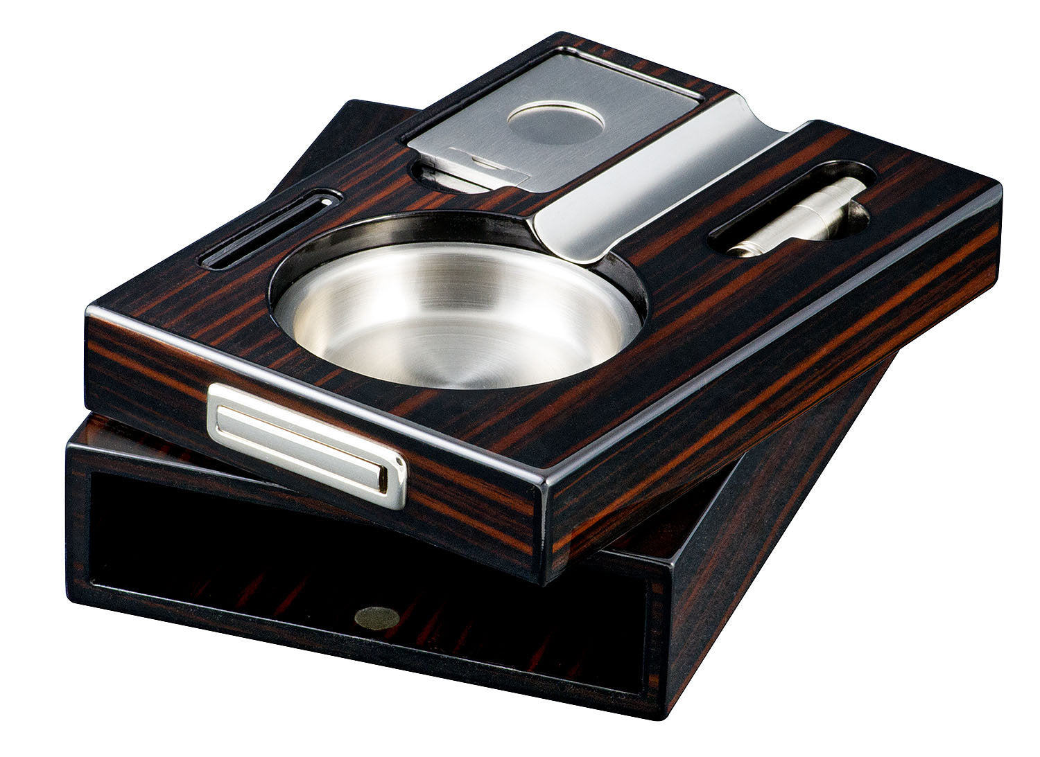 Cigar Ashtray Drawer Single Cigar Iron Wood Finish