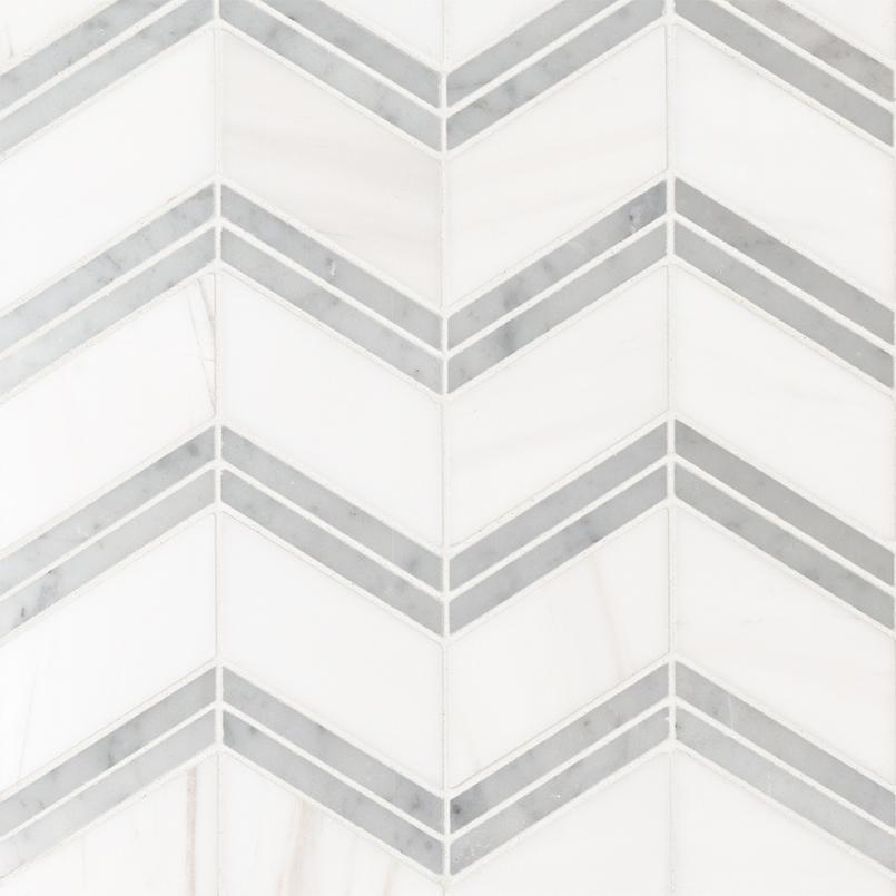 Marble Tile Collection Bianco Dolomite Cheveron