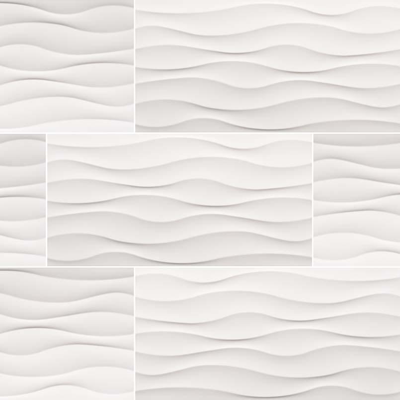 Dymo Ceramic Tile Collection Wavy White Glossy - 12