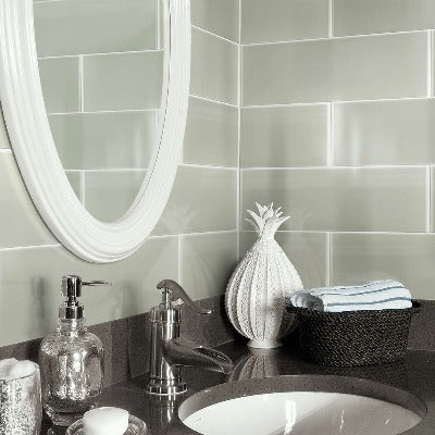 Shaw Tile Cardinal Mist 8x24 Glass Wall