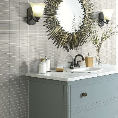 Shaw Tile Cardinal Mist Stacked Glass Mosaic Wall