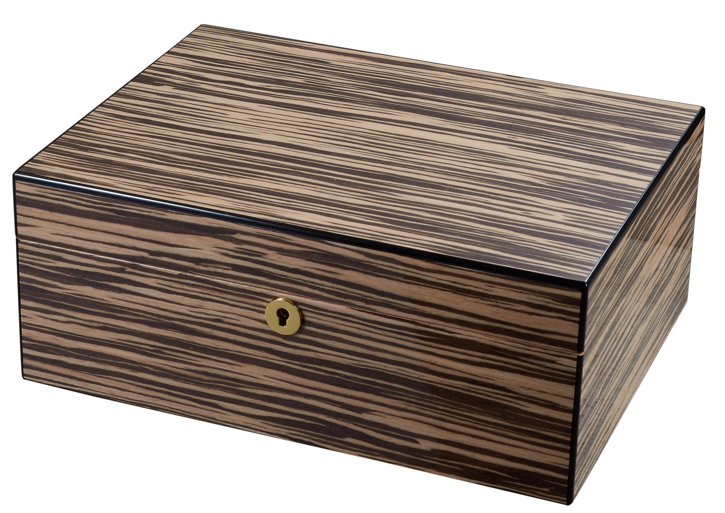 Visol Warrick Polished Zebrawood Locking Humidor