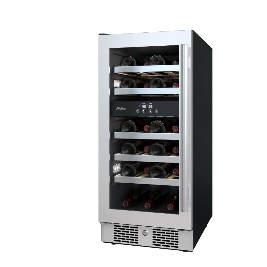 Avallon 15 Inch Wide 23 Bottle Capacity Dual Zone Wine Cooler with Left Swing Door - AWC152DZLH