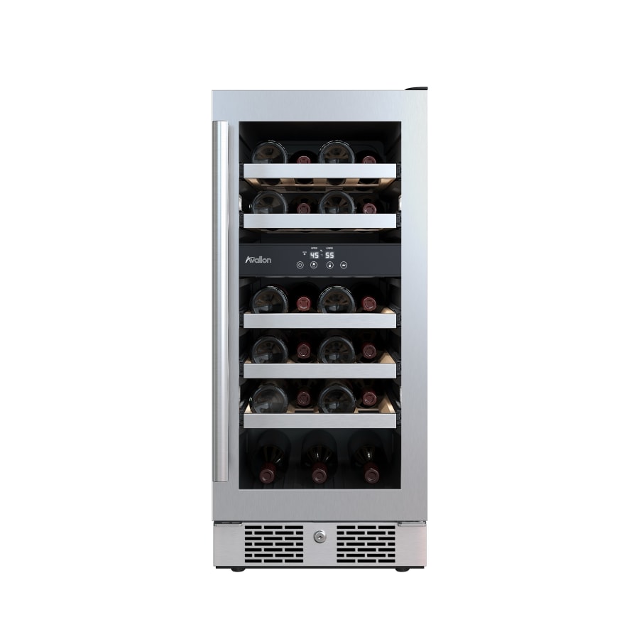 Avallon 15 Inch Wide 23 Bottle Capacity Dual Zone Wine Cooler with Right Swing Door Model - AWC152DZRH