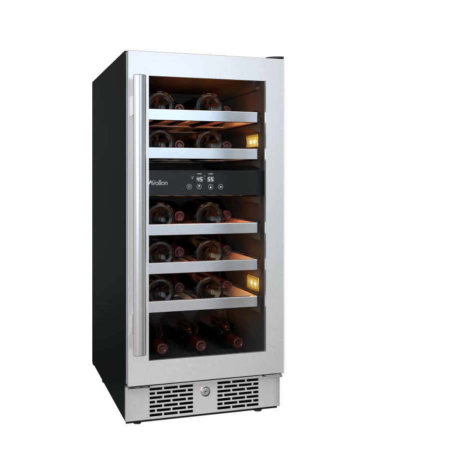 Avallon 15 Inch Wide 23 Bottle Capacity Dual Zone Wine Cooler with Right Swing Door Model - AWC152DZRH