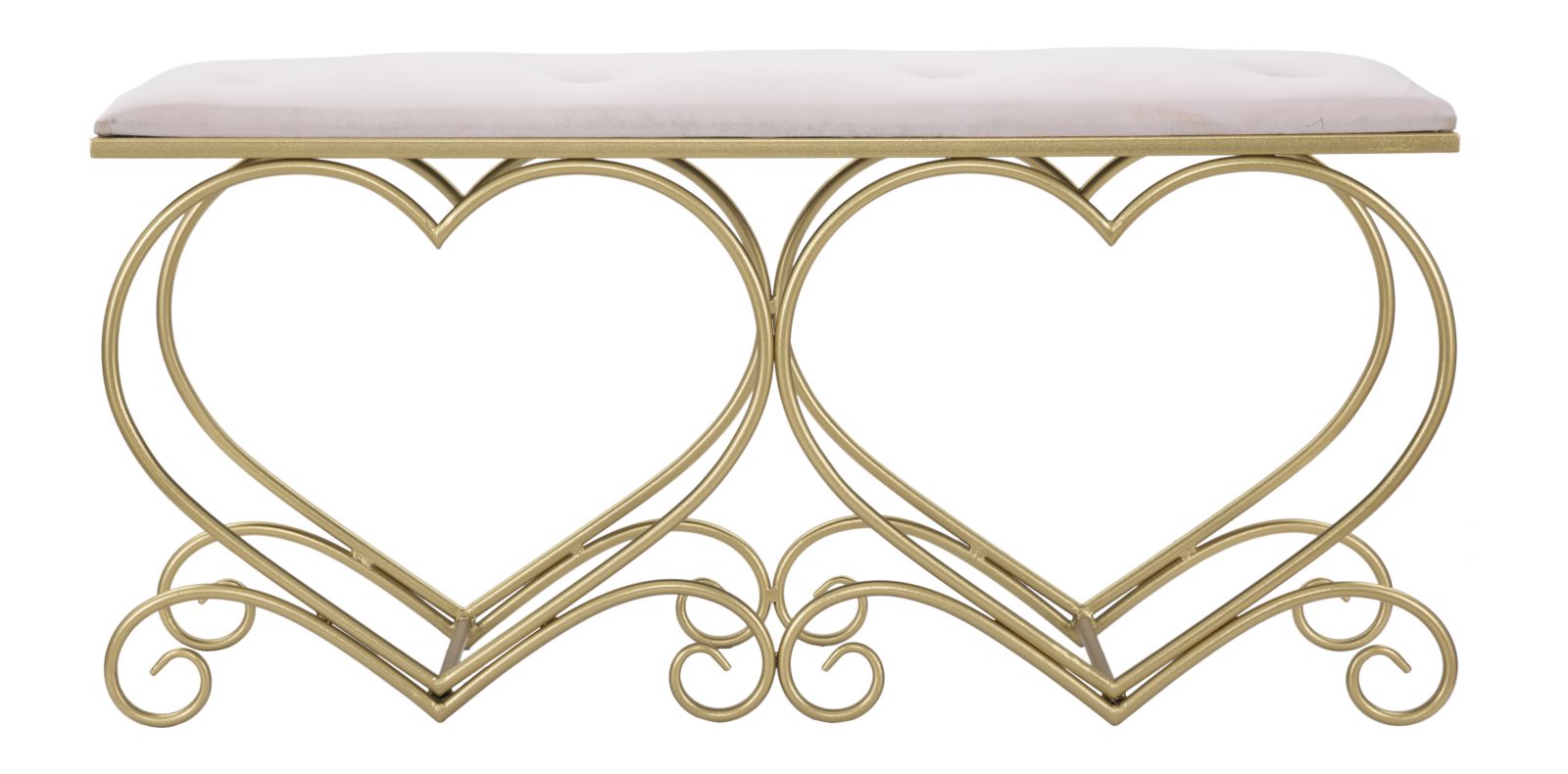 Light Pink Bench with Heart Shaped Golden Meatl Legs