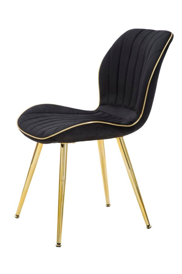 Black Velvet Chair with Golden Metal Legs