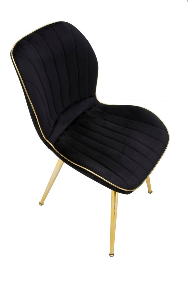 Black Velvet Chair with Golden Metal Legs