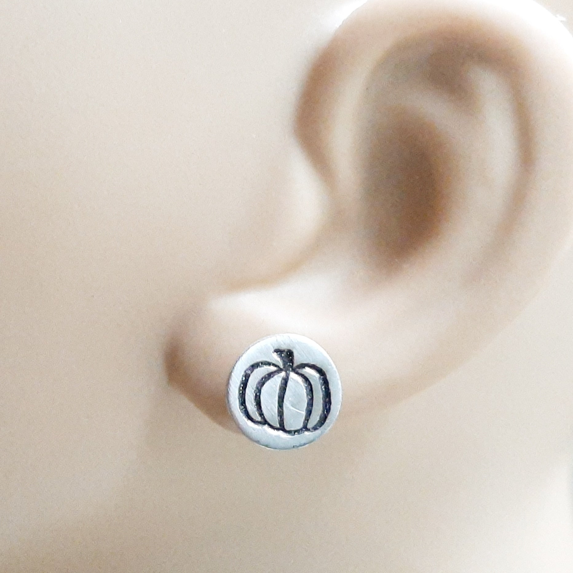 Pumpkin Stud Earrings 9mm - Hypoallergenic Titanium Posts