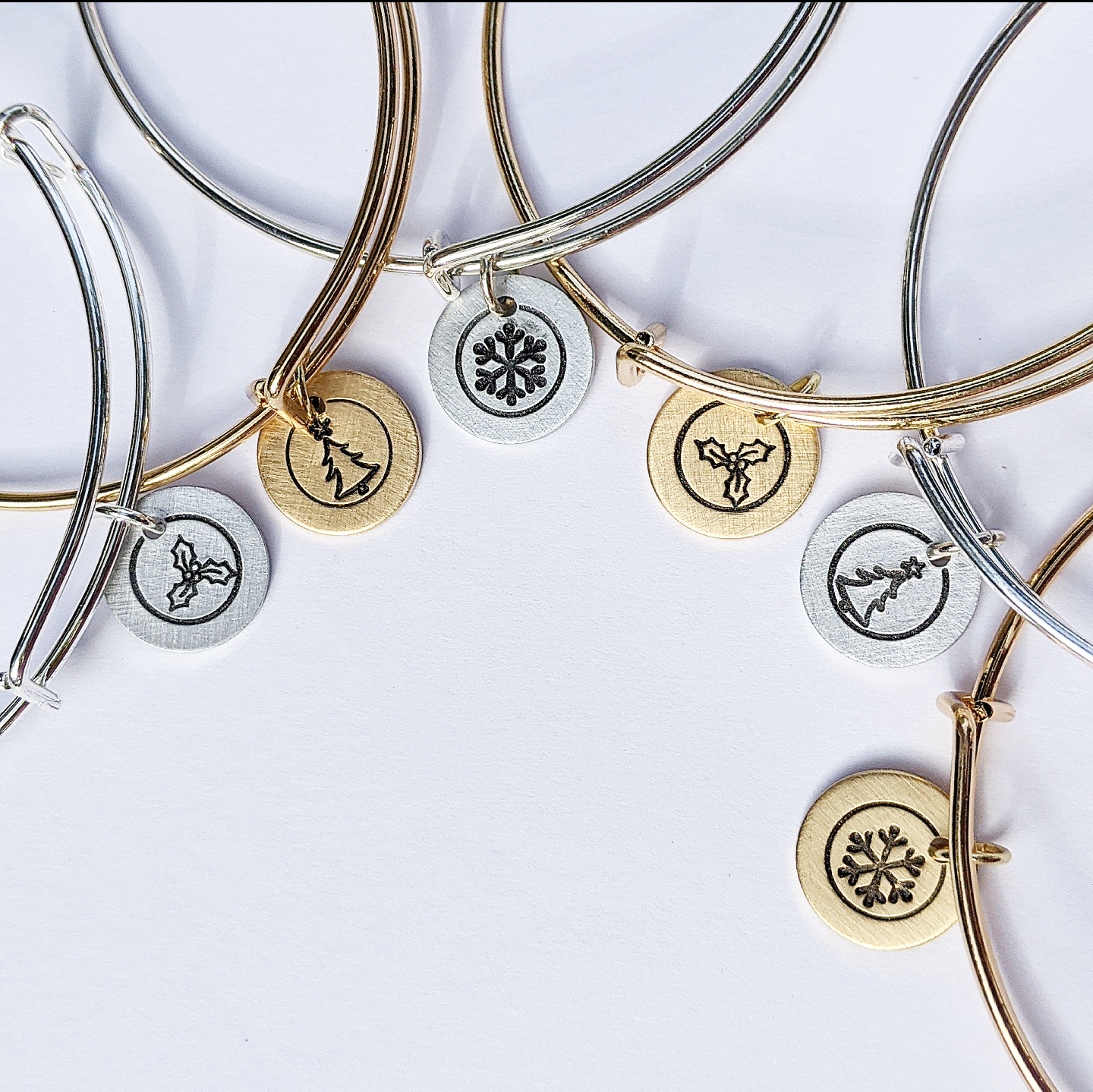 Dainty Christmas Charm Bangle Collection