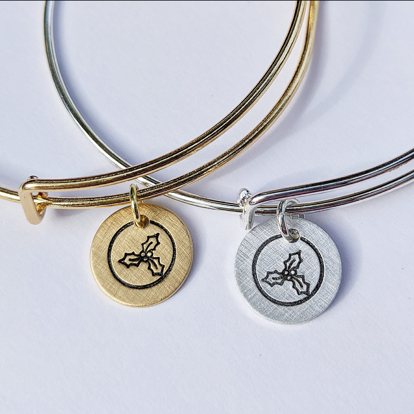 Dainty Christmas Charm Bangle Collection