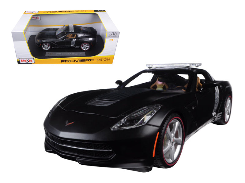 2014 Chevrolet Corvette C7 Stingray Police Matt Black 1/18 Diecast Model Car by Maisto