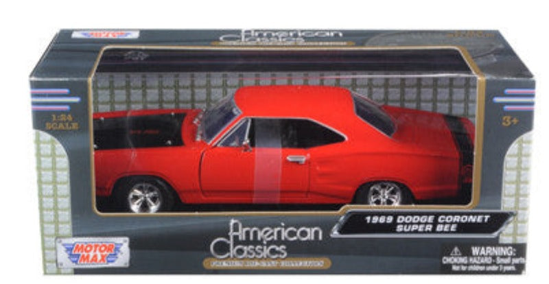 1969 Dodge Coronet Super Bee Red 1/24 Diecast Model Car by Motormax