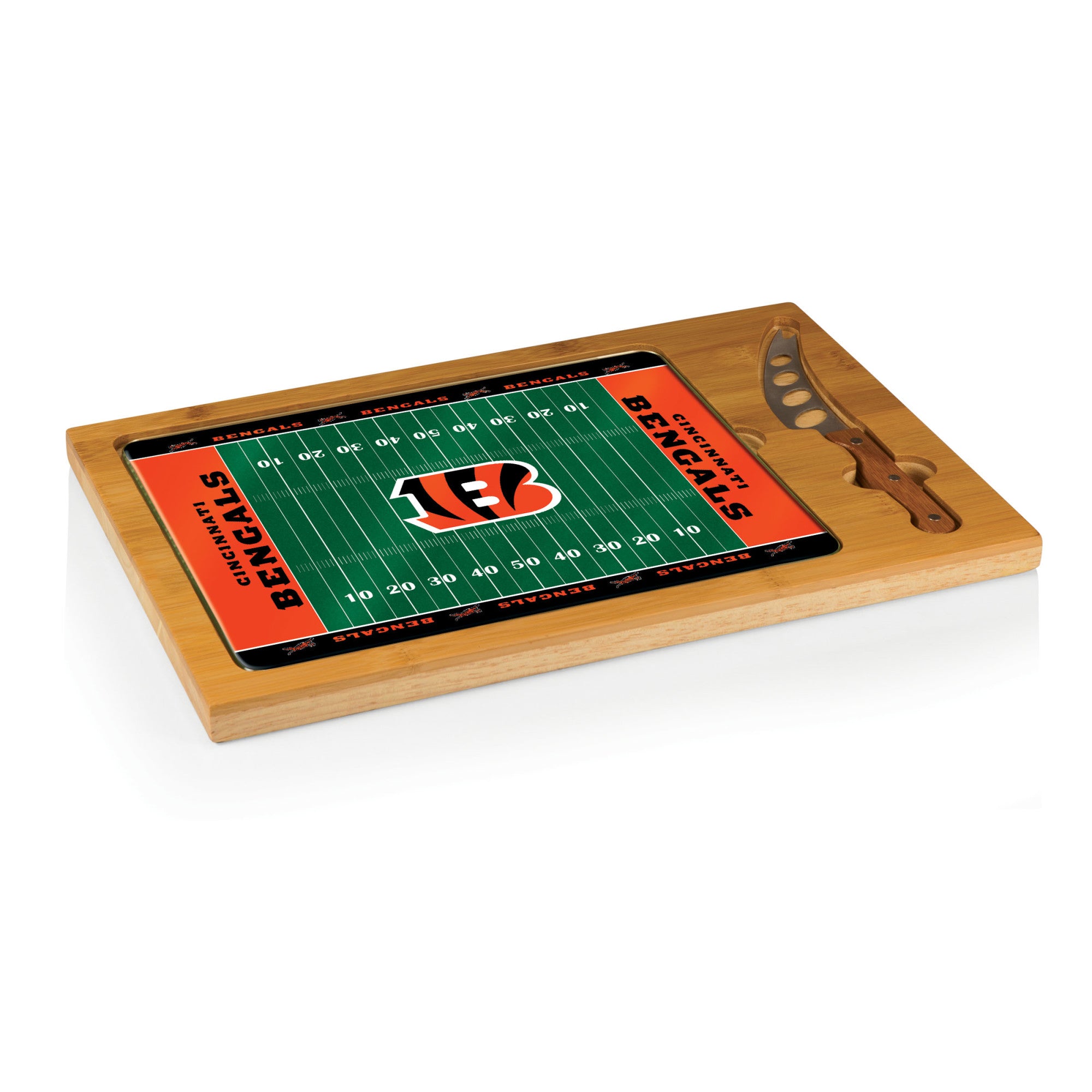 Cincinnati Bengals - Icon Glass Top Cutting Board & Knife Set by Picnic Time