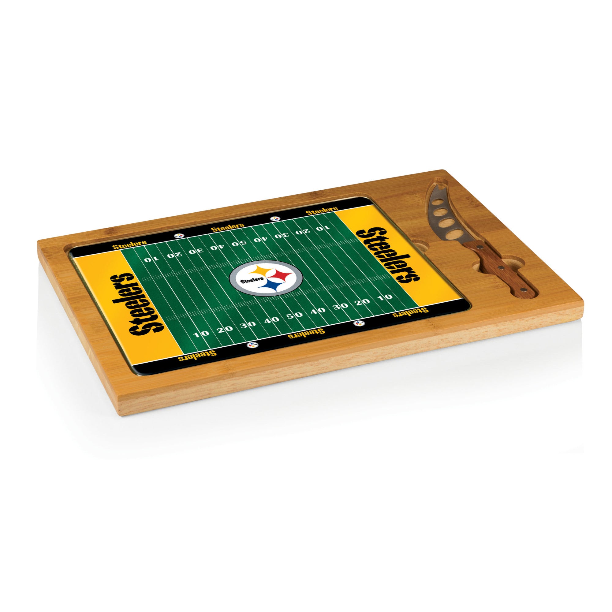 Pittsburgh Steelers - Icon Glass Top Cutting Board & Knife Set by Picnic Time