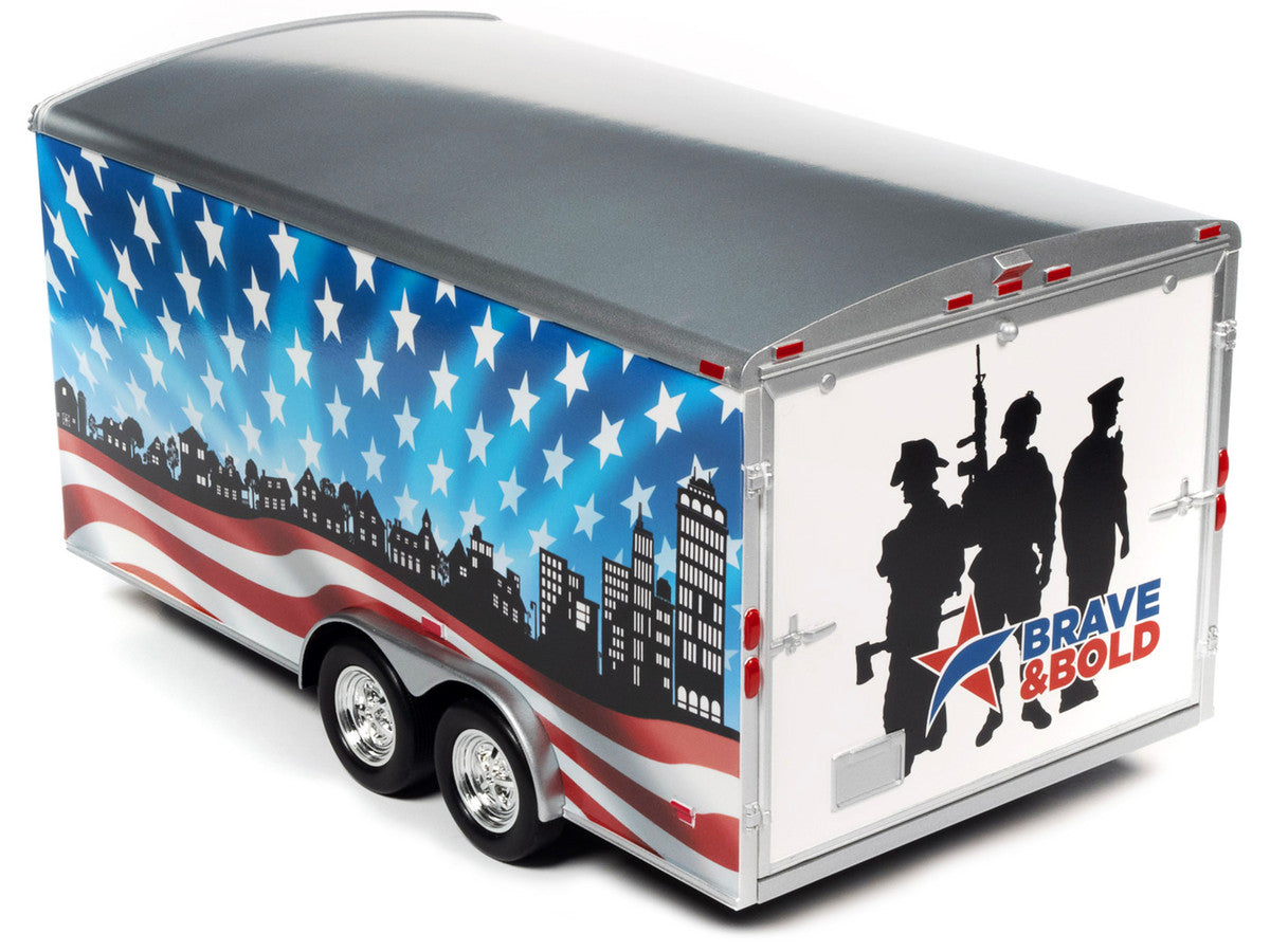 Four Wheel Enclosed Car Trailer Patriotic 