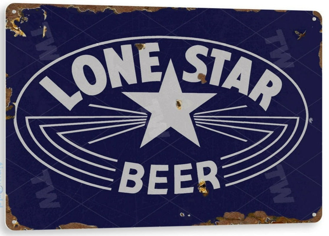 Lone-Star Beer Distressed Metal Tin Sign C405