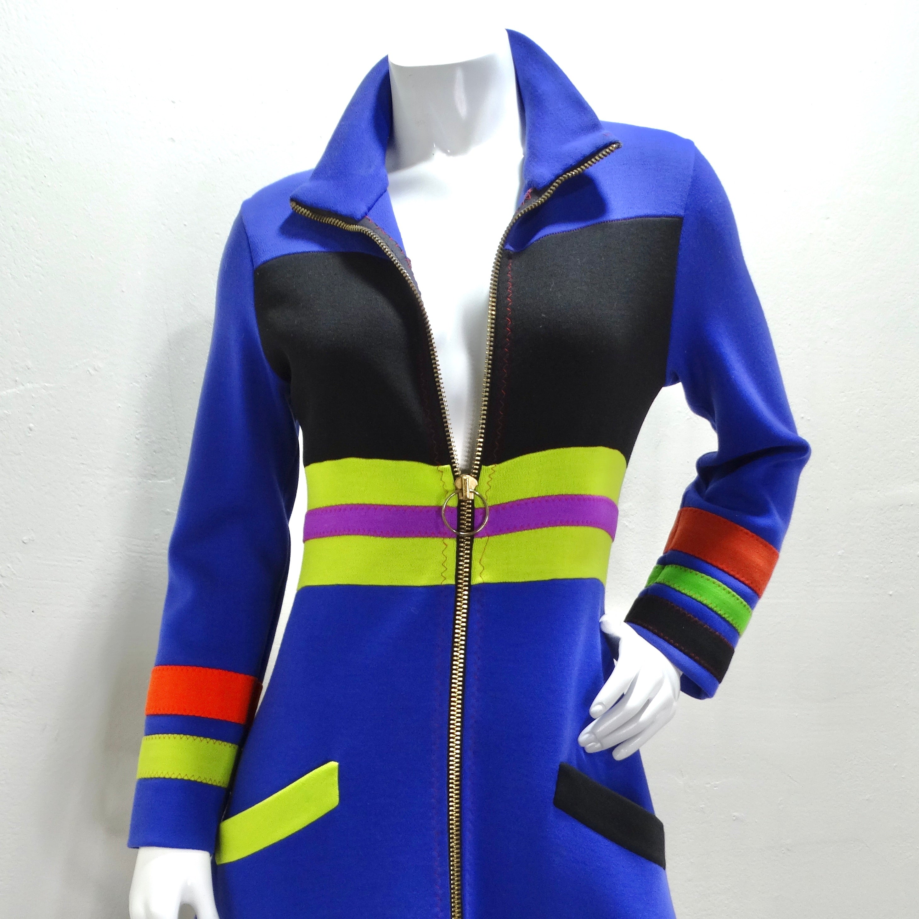 1960s Mod Color Block Jacket Dress